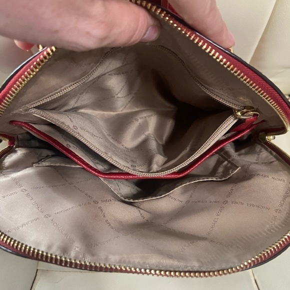 Michael Kors Emmy Dome large red leather backpack with adjustable straps EUC main image 8